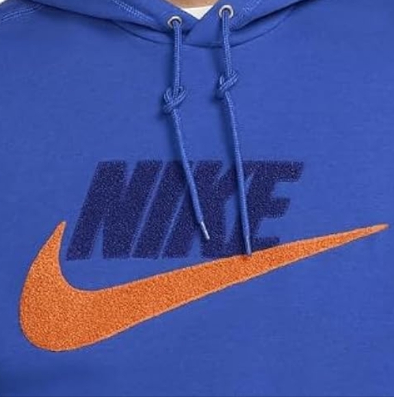 Nike Club Fleece Pullover Hoodie Game Royal/Safety Orange NEW - Picture 1 of 8